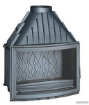 Foyer 6275-44 Горивна камера от чугун; обло стъкло; странично отваряне; 14 kW; КПД - 75%; размери: 696/503/742 mm; дължина на цепениците - 55 см; димоотвод - Ф200; тегло 124 кг. Цена 2092 лв.