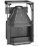 Foyer 6873-44 Горивна камера от чугун; призматично стъкло; странично и вертикално отваряне; 14 kW; КПД - 70%; размери: 700/537/1050 mm; дължина на цепениците - 55 см; димоотвод - Ф200; тегло 180 кг. Цена 2961 лв.